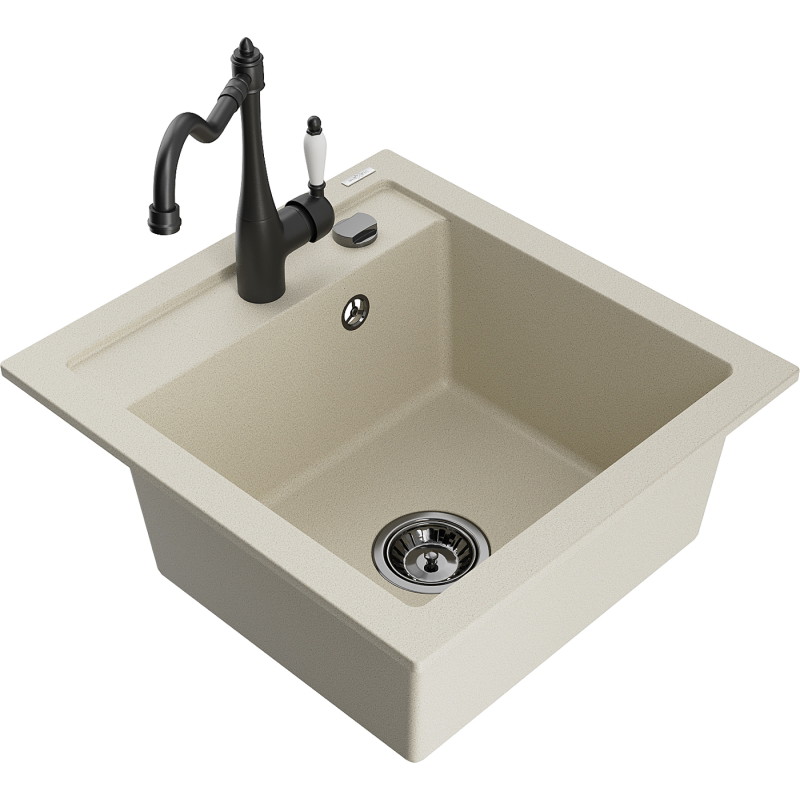 Mexen Vito 1-kamer granieten gootsteen met Carlabatterij, beige - 6503-69-670700-70