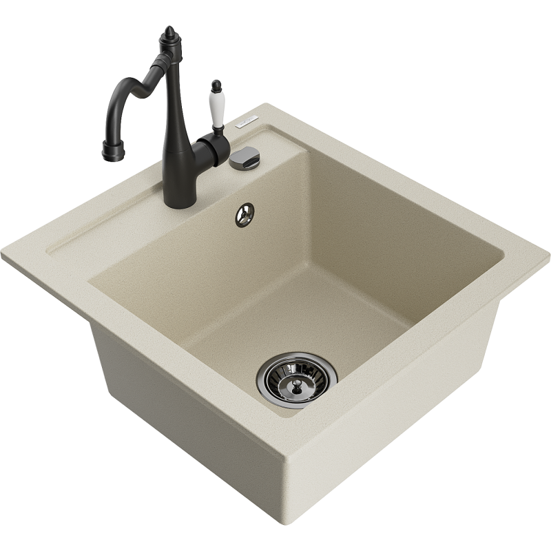 Mexen Vito Granit Kichenën mat enger Schoss an engem Carla Kichekran, beige - 6503-69-670700-70