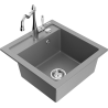 Mexen Vito granite kitchen sink 1-bowl with Carla kitchen tap, grey - 6503-71-670700-00