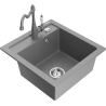 Mexen Vito fregadero de granito de 1 cubeta con grifo de cocina Carla, gris - 6503-71-670700-71