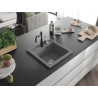 Mexen Vito fregadero de granito de 1 compartimento con grifo de cocina Carla, gris - 6503-71-670700-70