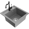 Mexen Vito fregadero de granito de 1 compartimento con grifo de cocina Carla, gris - 6503-71-670700-70