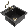 Mexen Vito granieten spoelbak met 1 bak met keukenmengkraan Carla, zwart/zilver metallic - 6503-73-670700-50