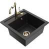 Mexen Vito Granitspüle 1-Becken mit Küchenarmatur Carla, schwarz/silber Metallik - 6503-73-670700-50