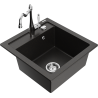Mexen Vito 1-bowl granite kitchen sink with Carla kitchen tap, black/gold metallic - 6503-75-670700-00