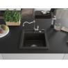 Mexen Vito Einbauspüle aus Granit mit 1 Becken und Küchenarmatur Carla, schwarz/goldener Metallic - 6503-75-670700-00