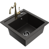 Mexen Vito évier en granit 1 bac avec mitigeur de cuisine Carla, noir/doré métallisé - 6503-75-670700-50-B