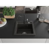 Mexen Vito fregadero de granito de 1 compartimento con grifo de cocina Carla, negro/dorado metálico - 6503-75-670700-70