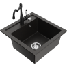 Mexen Vito 1-bowl granite sink with Carla kitchen faucet, black/gold metallic - 6503-75-670700-70
