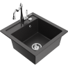 Mexen Vito 1-bowl granite sink with Carla kitchen faucet, black speckled - 6503-76-670700-00