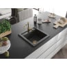 Mexen Vito fregadero de granito de 1 seno con grifería de cocina Carla, negro moteado - 6503-76-670700-50