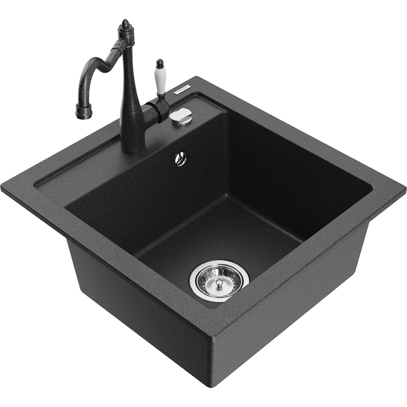 Mexen Vito 1-kammare granitho med köksblandare Carla, svart spräcklig - 6503-76-670700-76