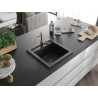Mexen Vito fregadero de granito de 1 compartimento con grifo de cocina Carla, negro - 6503-77-670700-50-B