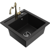 Mexen Vito granite sink 1-compartment with Carla kitchen tap, black - 6503-77-670700-50-B