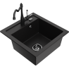Mexen Vito fregadero de granito de 1 cubeta con grifo de cocina Carla, negro - 6503-77-670700-70-B