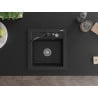 Mexen Vito granite kitchen sink 1-bowl with Carla kitchen tap, black - 6503-77-670700-70