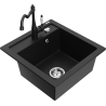 Mexen Vito fregadero de granito de 1 compartimento con grifo de cocina Carla, negro - 6503-77-670700-70