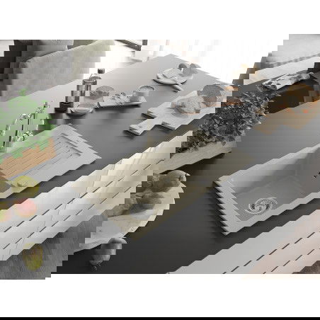 Mexen Pablo granieten gootsteen 1-komors met afdruiprek en keukenmengkraan Carla, beige - 6510-69-670700-00