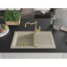 Mexen Pablo 1-bowl granite sink with drainer and kitchen faucet Carla, beige - 6510-69-670700-50