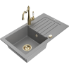 Mexen Pablo granitdiskbänk med en ho, avlopp och köksblandare Carla, grå - 6510-71-670700-50