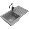 Mexen Pablo granite kitchen sink 1-bowl with drainer and Carla kitchen tap, grey - 6510-71-670700-70