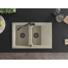 Mexen Gaspar granitische spoelbak 1,5-compartiment met afdruiprek en keukenkraan Carla, beige - 6507-69-670700-70