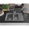Mexen Gaspar 1,5-Bowl Granitspüle mit Abtropffläche und Küchenarmatur Carla, grau - 6507-71-670700-00