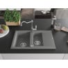 Mexen Gaspar Granitspüle 1,5-Becken mit Abtropffläche und Küchenarmatur Carla, grau - 6507-71-670700-00