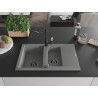 Mexen Gaspar fregadero de granito de 1,5 senos con escurridor y grifo de cocina Carla, gris - 6507-71-670700-70-B