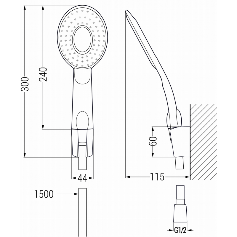 Mexen R-73 fixed shower set, black - 785735052-70
