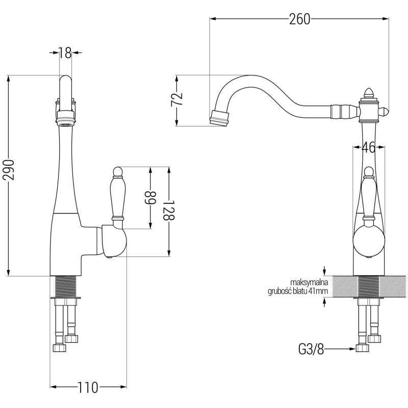 Mexen Gaspar évier en granit 1,5 bac avec égouttoir et robinet de cuisine Carla noir/argent métallique - 6507-73-670700-00