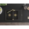 Mexen Gaspar fregadero de granito de 1,5 compartimentos con escurridor y grifo de cocina Carla, negro/dorado metálico