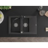 Mexen Gaspar fregadero de granito de 1,5 compartimentos con escurridor y grifo de cocina Carla, negro moteado