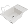 Mexen Elias fregadero de granito de 1 seno con escurridor y grifo de cocina Carla, blanco - 6511-20-670700-20