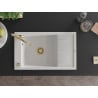 Mexen Elias granite sink 1-bowl with drainer and Carla kitchen tap, white - 6511-20-670700-50
