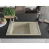 Mexen Elias Granitspüle 1-beckig mit Abtropffläche und Küchenarmatur Carla, beige - 6511-69-670700-00
