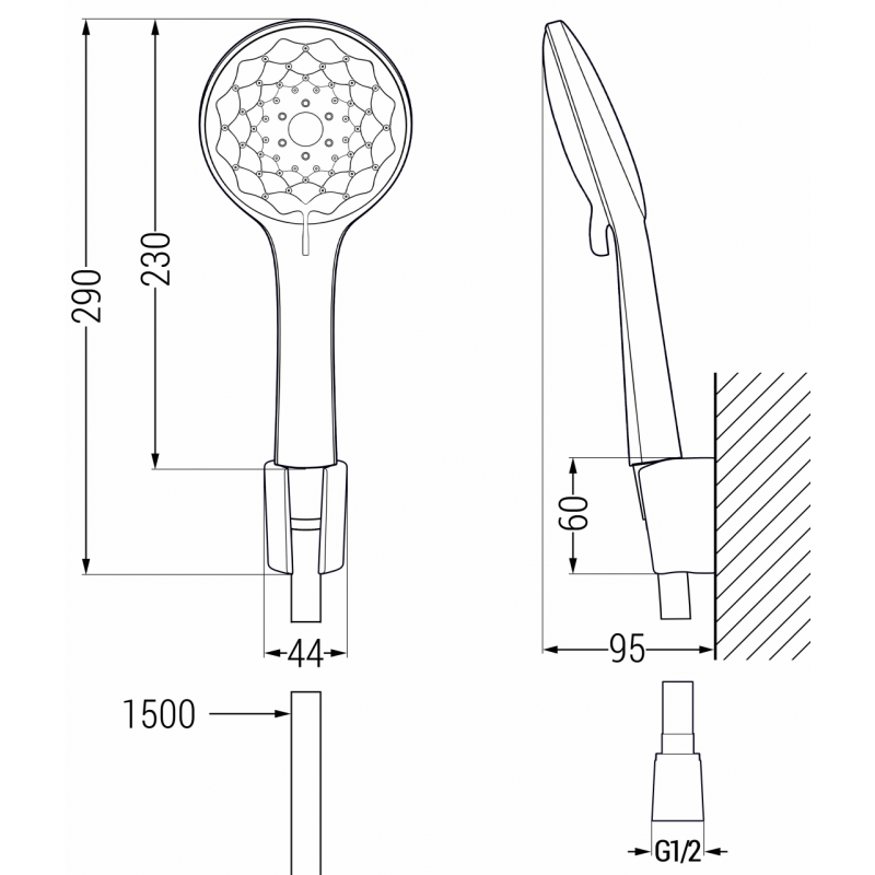 Mexen R-74 zestaw prysznicowy punktowy, czarny - 785745052-70