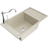 Mexen Elias 1-bowl granite sink with drainer and Carla kitchen tap, beige - 6511-69-670700-00