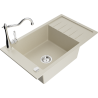 Mexen Elias granite kitchen sink 1-bowl with drainer and Carla kitchen faucet, beige - 6511-69-670700-00