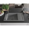 Mexen Elias 1-bowl granite sink with drainer and Carla kitchen tap, grey - 6511-71-670700-70-B