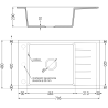 Mexen Elias granieten spoelbak 1-komorig met afdruiprek en keukenkraan Carla, zwart/zilver metallic - 6511-73-670700-50