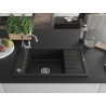 Mexen Elias lavello da cucina in granito 1-vasca con sgocciolatoio e miscelatore cucina Carla, nero/oro metallizzato