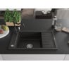 Mexen Elias 1-bowl granite sink with drainer and kitchen faucet Carla, black/gold metallic - 6511-75-670700-70