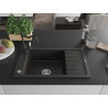Mexen Elias Granitspüle 1-Kammer mit Abtropffläche und Küchenarmatur Carla, schwarz/gold-metallic - 6511-75-670700-70