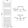 Mexen Mars badkamer radiator 1200 x 400 mm, 439 W, wit - W110-1200-400-00-20