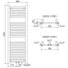 Mexen Mars radiateur de salle de bain 1200 x 400 mm, 439 W, blanc - W110-1200-400-00-20
