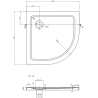 Mexen Flat Halbrunder Duschwanne Slim 70 x 70 cm, Weiß, Siphon Gold - 41107070G