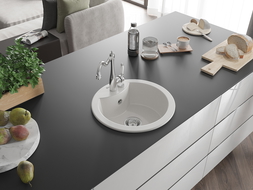 Mexen Diego lavello in granito a 1 vasca con miscelatore da cucina Carla, bianco - 6512-20-670700-00