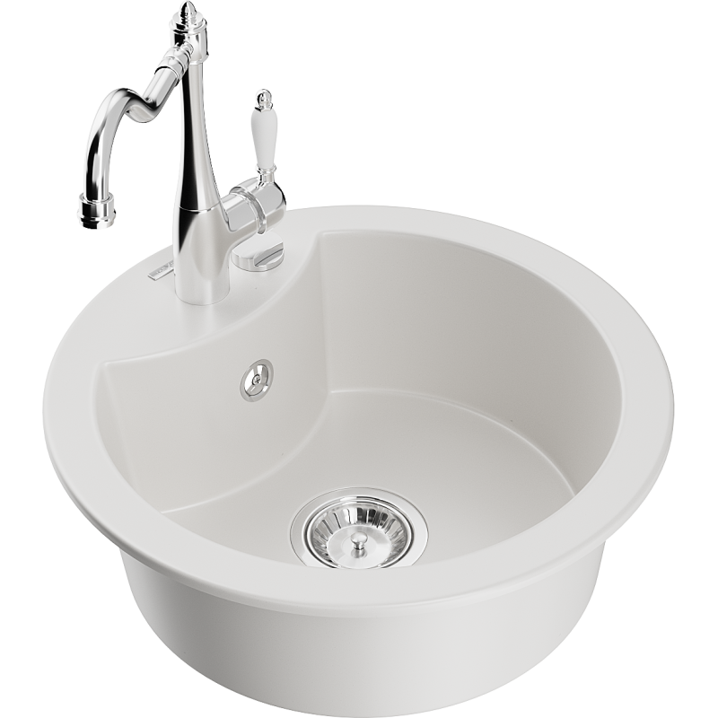 Mexen Diego νεροχύτης γρανίτης 1-θήκης με μπαταρία κουζίνας Carla, λευκός