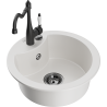 Mexen Diego single-bowl granite sink with Carla kitchen faucet, white - 6512-20-670700-70